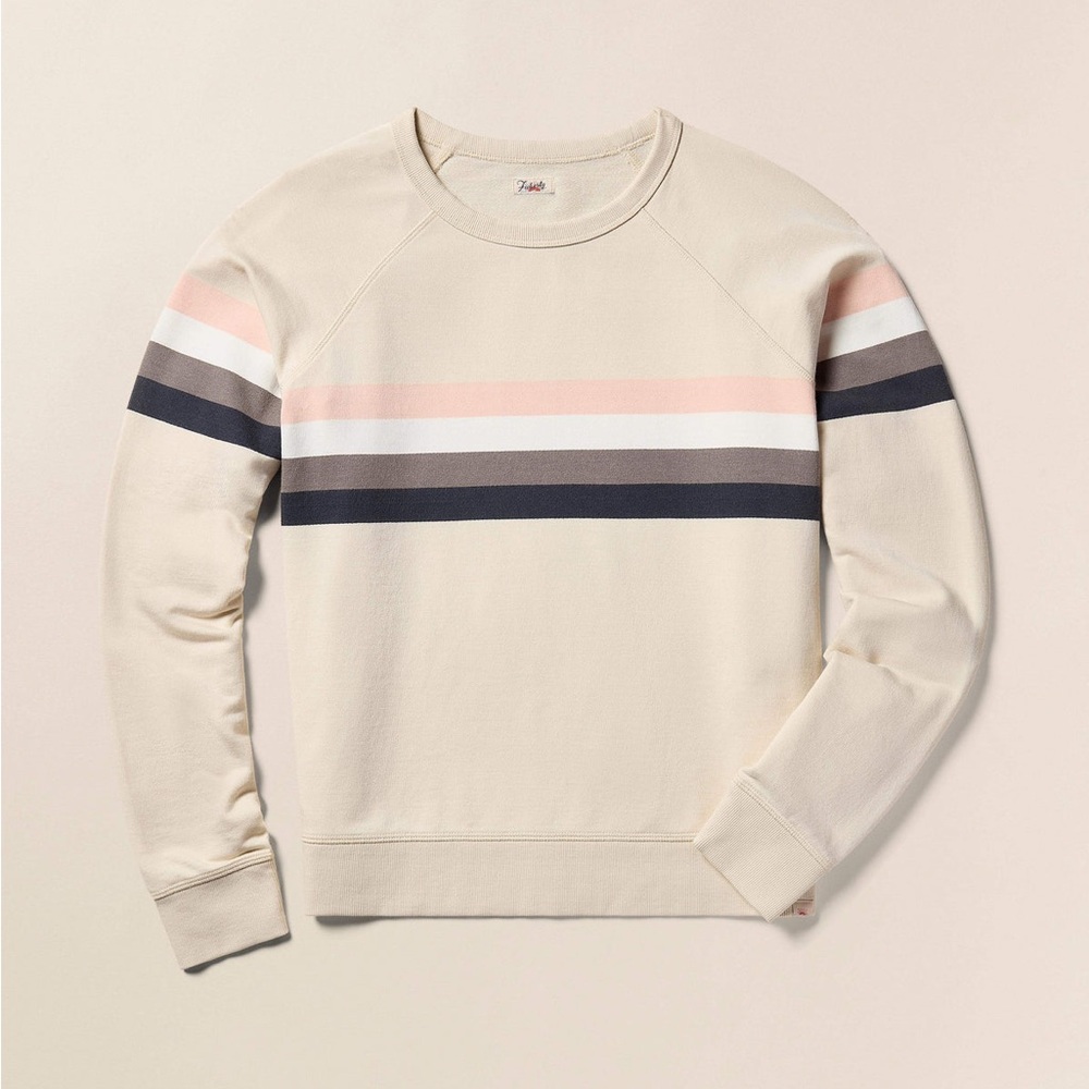 FAHERTY women’s Coastal Cloud Cotton Crew Sweatshirt Sandbar Stripe size small - Picture 5 of 12